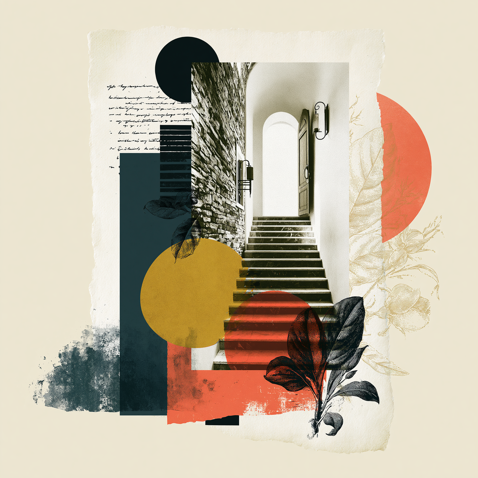 u6841439541 vintage editorial collage staircase leading upwar db2cb0b1 84d1 441d 91ca 1caa5500ce24 2