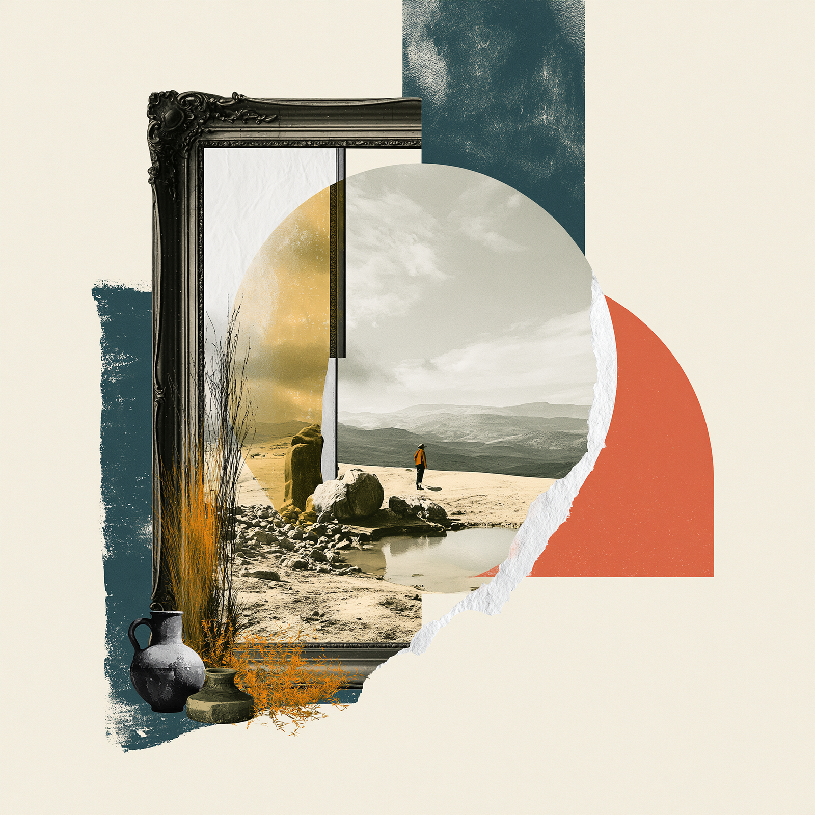 u6841439541 vintage surreal collage antique mirror reflecting 340d16f4 bf6b 48a9 95e7 35dd69bb0e73 3